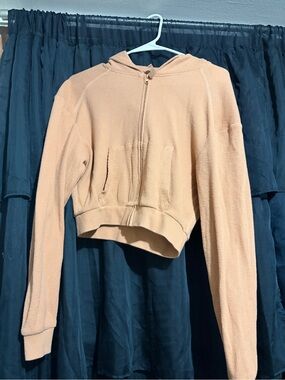 Skims Zip-Up Hooded Cropped Sweater
